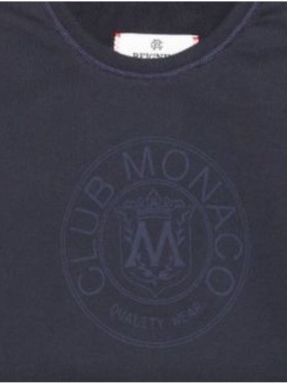 Club Monaco x Reigning Champ Classic Crest Logo Sweatshirt Terry Fleece Navy S